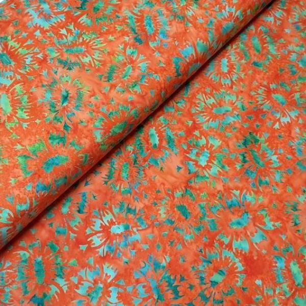 ORANGE PETROL - Madrid - Batikstoff aus Indonesien